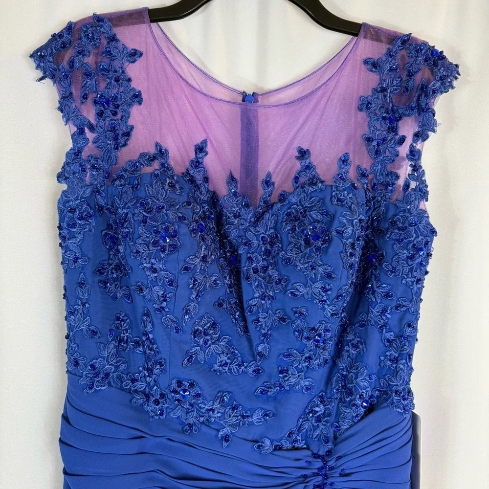 JJ’S house Royal Blue A-Line Sequins Chiffon maxi Dress Size:XL - Picture 6 of 16
